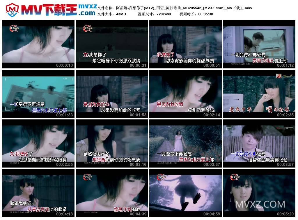 阿茹娜-我想你了(MTV)_国语_流行歌曲_MC205542